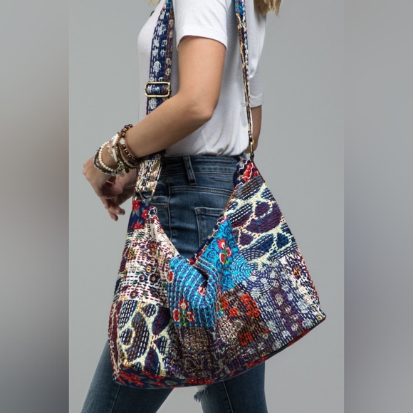 Boho Chic - Hand Stitched Patchwork Shoulder Bag - Fully Lined - Bohemian Style - Picture 5 of 9